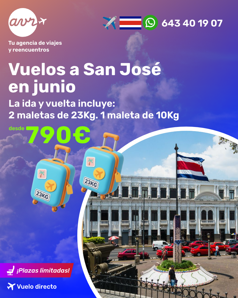 Vuelos Madrid - San José en junio desde 790€ ¡con 2 maletas incluidas! 🇨🇷✈️ ¿Te interesa? Envíanos un WhatsApp al 📱643401907